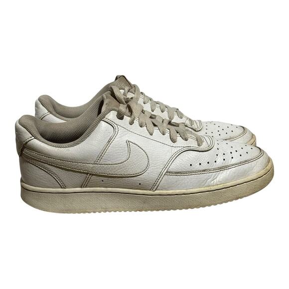 Nike Court Vision Low Sail Cream Off White Leather Sneakers Men's 8.5 CD4341-100 - Picture 1 of 8